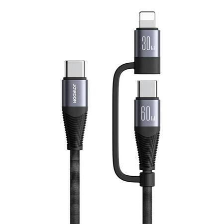 Kabel Joyroom SA37-1T2 2v1 2C 1L, 60W, 1,2 m černý