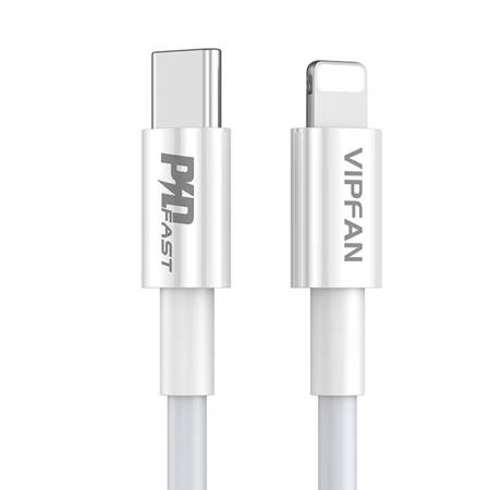 Kabel USB-C do Lightning VFAN P01, 3A, PD, 1m (bílý)