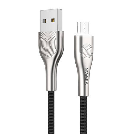 Kabel USB-Micro USB VFAN Fingerprint Touch Z04, 3A, 1,2 m (černý)