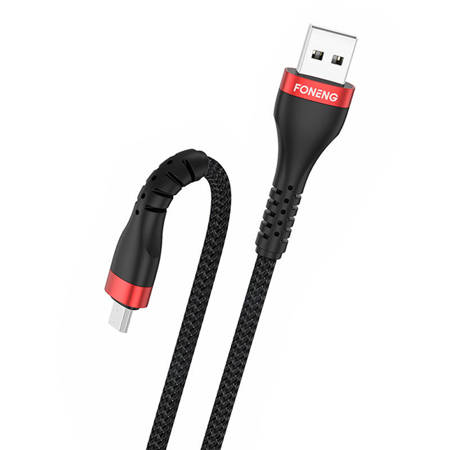 Kabel USB na Micro USB Foneng, x82 Armoured 3A, 1m (černý)