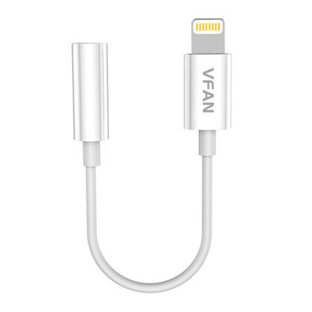 Kabel VFAN L07 Lightning na mini jack 3,5 mm AUX, 10 cm (bílý)