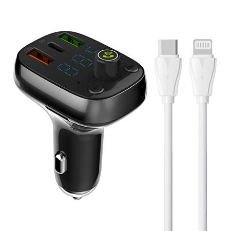 LDNIO Bluetooth C704Q 2USB, USB-C Vysílač FM + kabel USB-C - Lightning