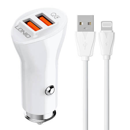 Nabíječka do auta LDNIO C511Q 2USB + kabel Lightning