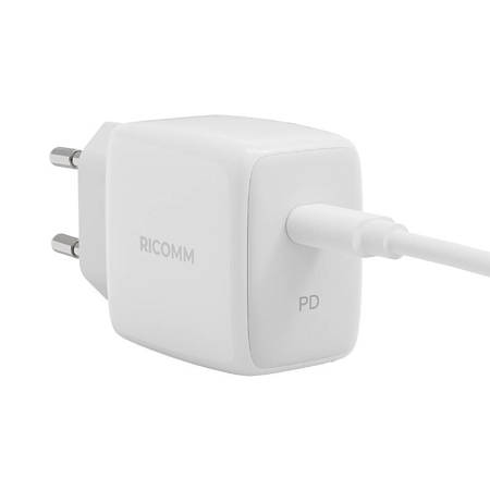 Nástěnná nabíječka 25W PD Ricomm RC251 EU, 1xUSB-C + 2,1m kabel USB-C