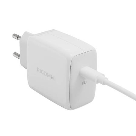 Nástěnná nabíječka 45W GaN Ricomm RC451 EU, 1xUSB-C + 2,1m kabel USB-C