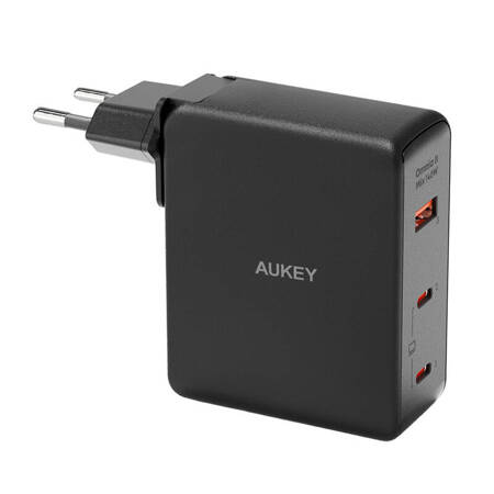 Nástěnná nabíječka Aukey PA-B7O, 1xUSB-A, 2xUSB-C, 140W GaN (černá)