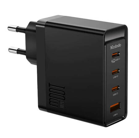 Nástěnná nabíječka McDodo GAN 3xUSB-C + USB, 100 W (černá)