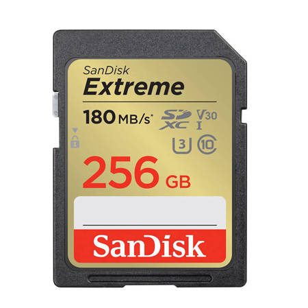 Paměťová karta SANDISK EXTREME SDXC 256 GB 180/130 MB/s UHS-I U3 (SDSDXVV-256G-GNCIN)