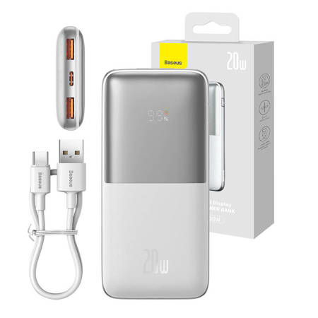 Powerbanka Baseus Bipow Pro 10000mAh, 2xUSB, USB-C, 20W (bílá)