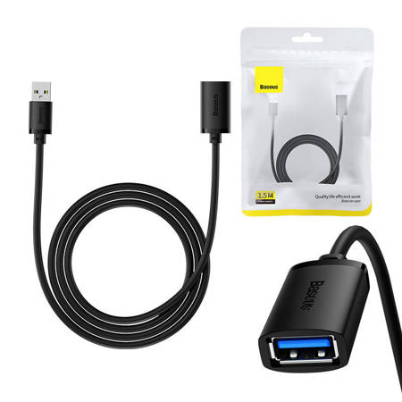 Prodlužovací kabel USB 3.0 Baseus samec-samice, řada AirJoy, 1,5 m (černý)