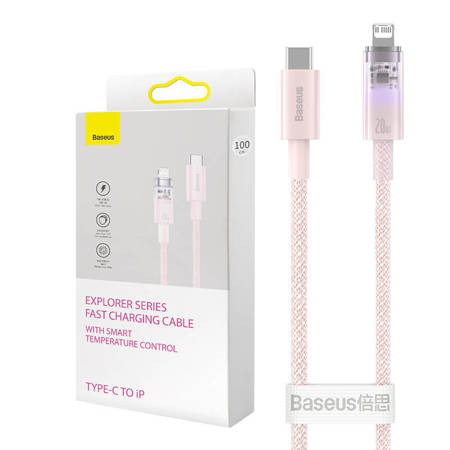 Rychlonabíjecí kabel Baseus USB-C na Lightning Explorer Series 1 m, 20 W (růžový)