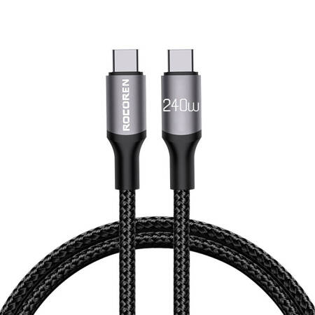 Rychlonabíjecí kabel Rocoren USB-C na USB-C Retro Series 1m 240W (šedý)