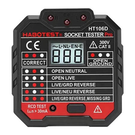 Tester zásuvek s digitálním displejem Habotest HT106D