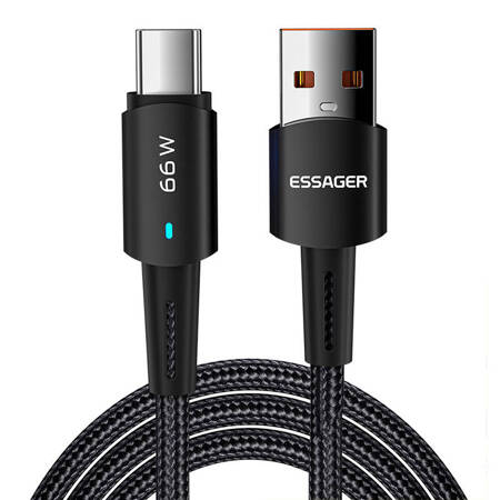 USB-A to USB-C cable, Essager, EXCT-CG01, 66W, 1m (black)