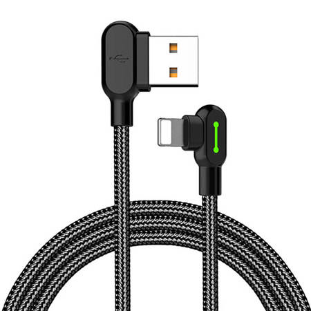 Úhlový kabel USB Lightning Mcdodo CA-4674 LED, 0,5 m (černý)