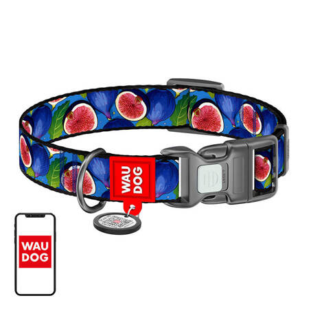 Waudog "Fig" nylon dog collar with QR code, size XL